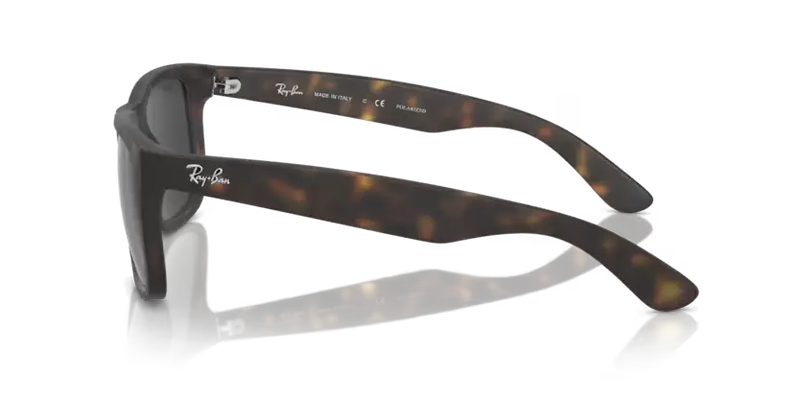 Ray-Ban Justin Sunglasses Rubber Havana Frame Dark Grey Polar Lens RB4165 865/87