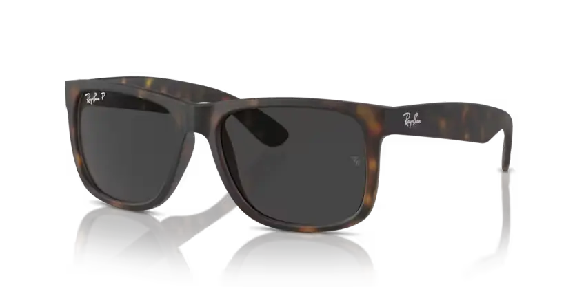 Ray-Ban Justin Sunglasses Rubber Havana Frame Dark Grey Polar Lens RB4165 865/87