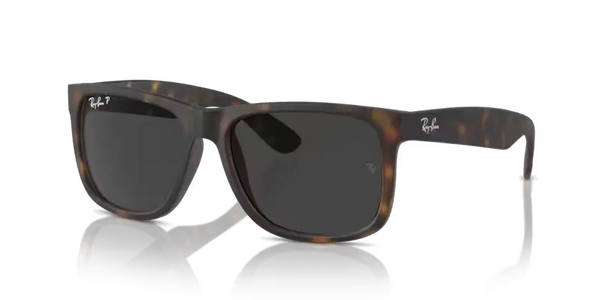 Ray-Ban Justin Sunglasses Rubber Havana Frame Dark Grey Polar Lens RB4165 865/87