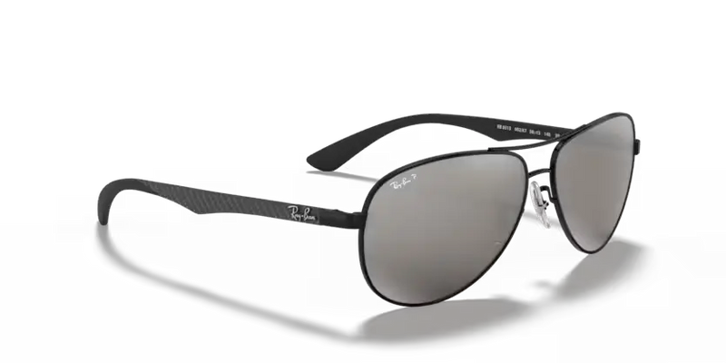 Ray-Ban Aviator Sunglasses Carbon Fibre Frame Grey Mirror Lens RB8313 002/K7