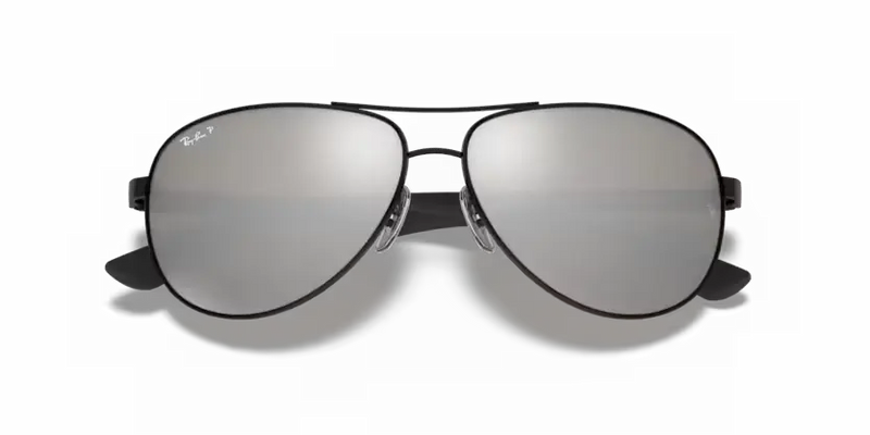 Ray-Ban Aviator Sunglasses Carbon Fibre Frame Grey Mirror Lens RB8313 002/K7