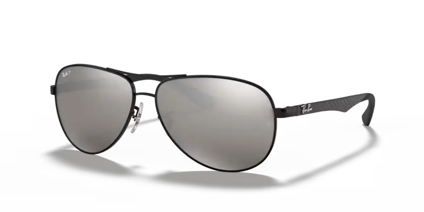 Ray-Ban Aviator Sunglasses Carbon Fibre Frame Grey Mirror Lens RB8313 002/K7