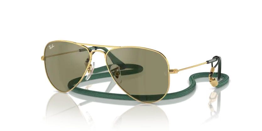 Ray-Ban Sunglasses Junior Aviator Arista Gold Green Mirror RJ9506S 223/6R