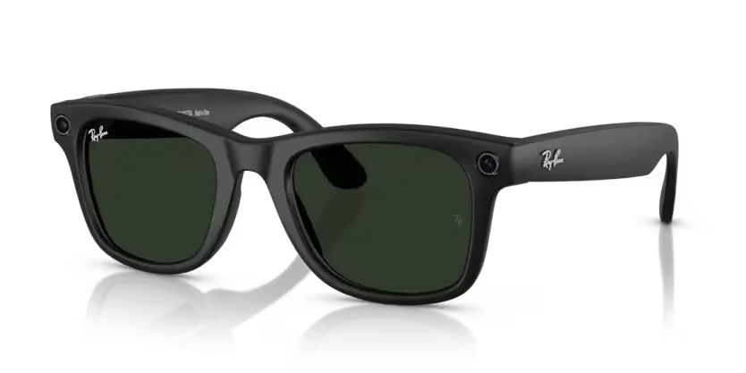 Ray-Ban Meta Wayfarer Sunglasses Black Frame Green Lens RW4008 601S1M53