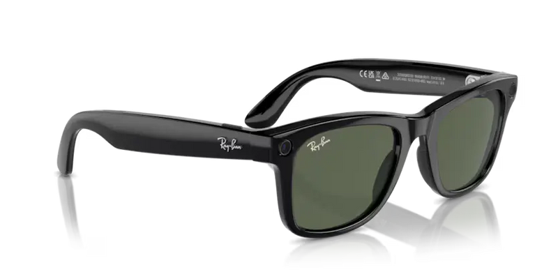 Ray-Ban Meta Wayfarer Sunglasses Black Frame Green Lens RW4008 601/7153
