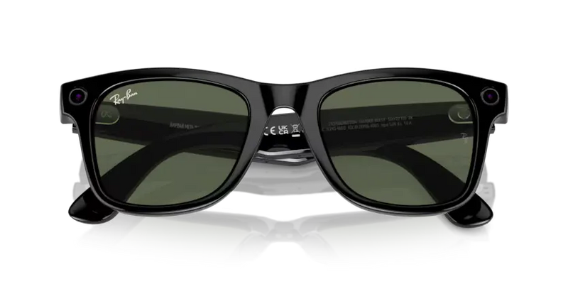 Ray-Ban Meta Wayfarer Sunglasses Black Frame Green Lens RW4008 601/7153