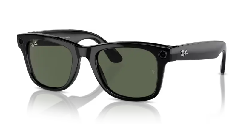 Ray-Ban Meta Wayfarer Sunglasses Black Frame Green Lens RW4008 601/7153
