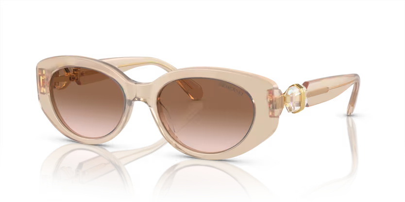 Swarovski Ladies Sunglasses Oval Beige Frame Brown Lens SK6002 103413