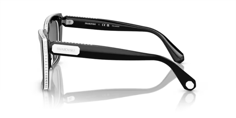 Swarovski Ladies Sunglasses Pillow Black Frame Dark Grey Lens SK6013 101581