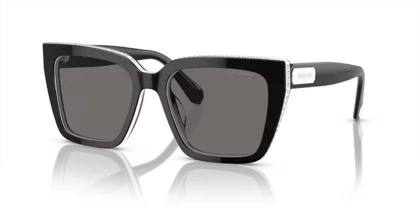 Swarovski Ladies Sunglasses Pillow Black Frame Dark Grey Lens SK6013 101581