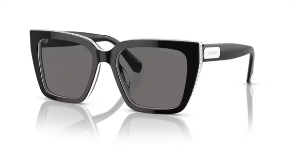 Swarovski Ladies Sunglasses Pillow Black Frame Dark Grey Lens SK6013 101581