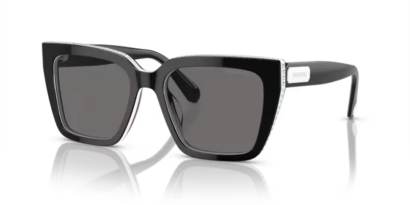 Swarovski Ladies Sunglasses Pillow Black Frame Dark Grey Lens SK6013 101581