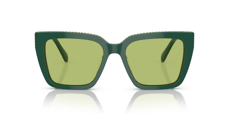 Swarovski Ladies Sunglasses Pillow Green Frame Green Lens SK6013 101730