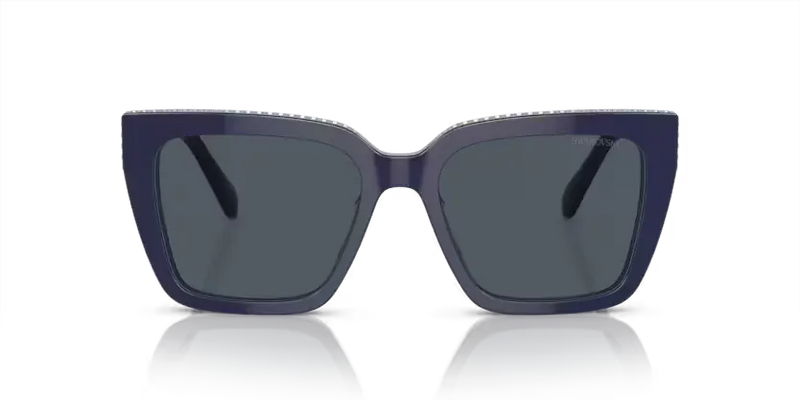 Swarovski Ladies Sunglasses Pillow Blue Frame Dark Grey Lens SK6013 101887