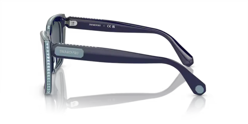 Swarovski Ladies Sunglasses Pillow Blue Frame Dark Grey Lens SK6013 101887