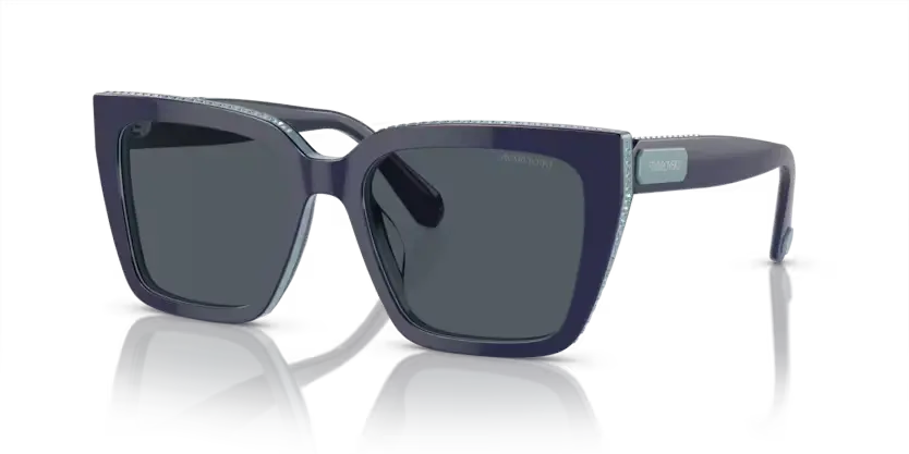 Swarovski Ladies Sunglasses Pillow Blue Frame Dark Grey Lens SK6013 101887
