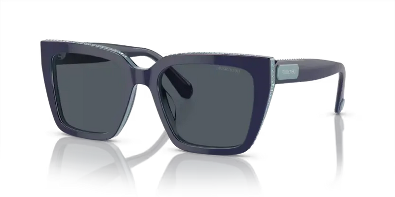 Swarovski Ladies Sunglasses Pillow Blue Frame Dark Grey Lens SK6013 101887