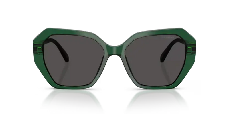 Swarovski Ladies Sunglasses Irregular Green Frame Grey Lens SK6017 104587