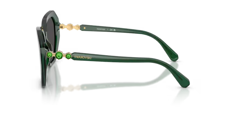 Swarovski Ladies Sunglasses Irregular Green Frame Grey Lens SK6017 104587