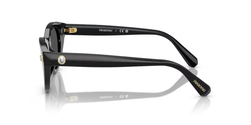 Swarovski Ladies Sunglasses Round Black Frame Dark Grey Lens SK6025 100187