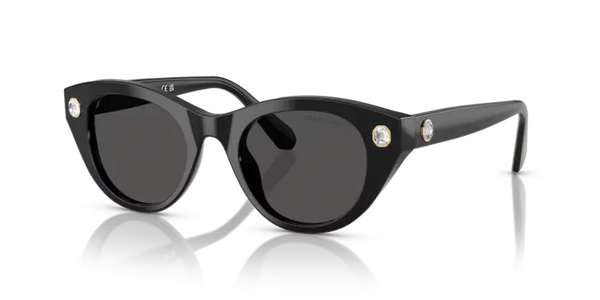 Swarovski Ladies Sunglasses Round Black Frame Dark Grey Lens SK6025 100187
