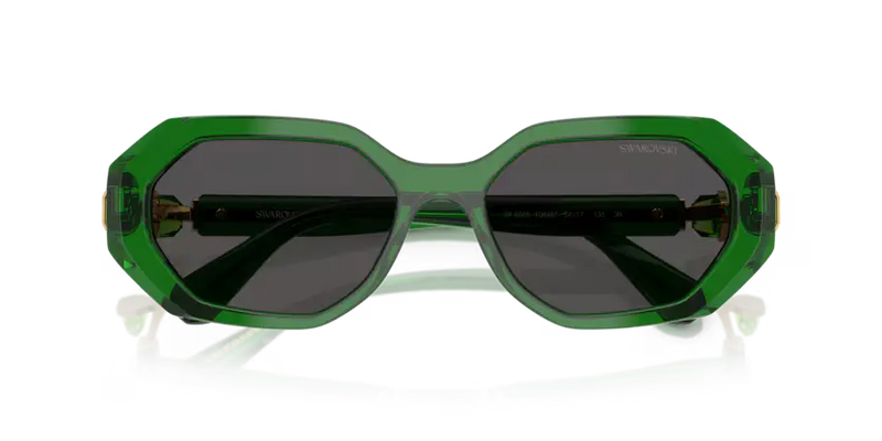 Swarovski Ladies Sunglasses Irregular Green Frame Grey Lens SK6028 106487