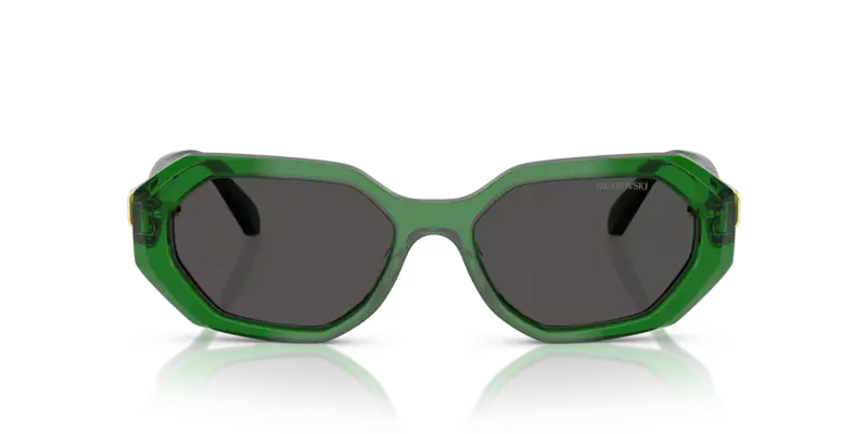 Swarovski Ladies Sunglasses Irregular Green Frame Grey Lens SK6028 106487