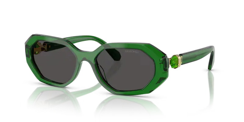 Swarovski Ladies Sunglasses Irregular Green Frame Grey Lens SK6028 106487
