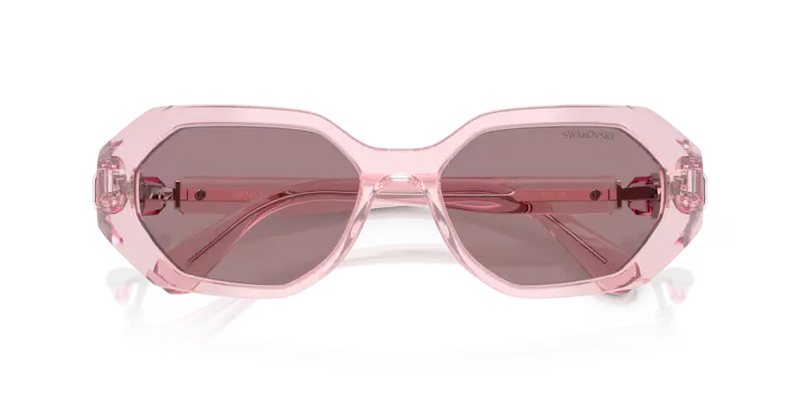 Swarovski Ladies Sunglasses Irregular Pink Frame Purple Lens SK6028 30017N