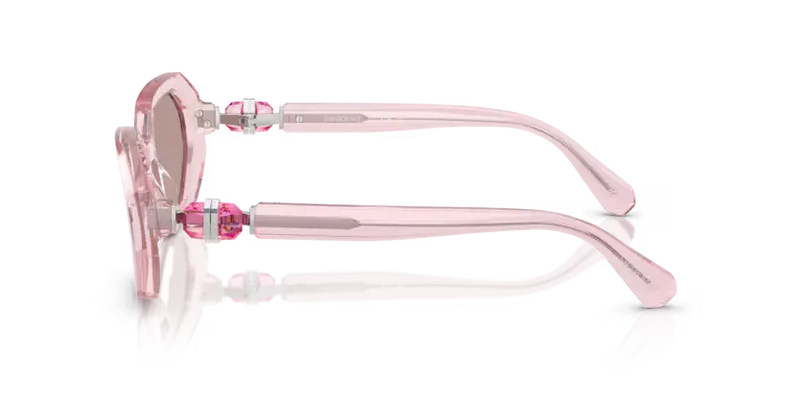 Swarovski Ladies Sunglasses Irregular Pink Frame Purple Lens SK6028 30017N