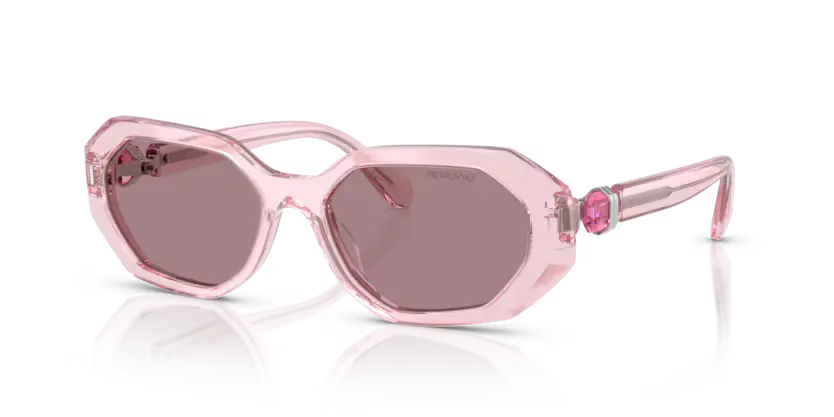 Swarovski Ladies Sunglasses Irregular Pink Frame Purple Lens SK6028 30017N