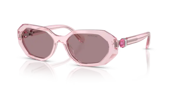 Swarovski Ladies Sunglasses Irregular Pink Frame Purple Lens SK6028 30017N