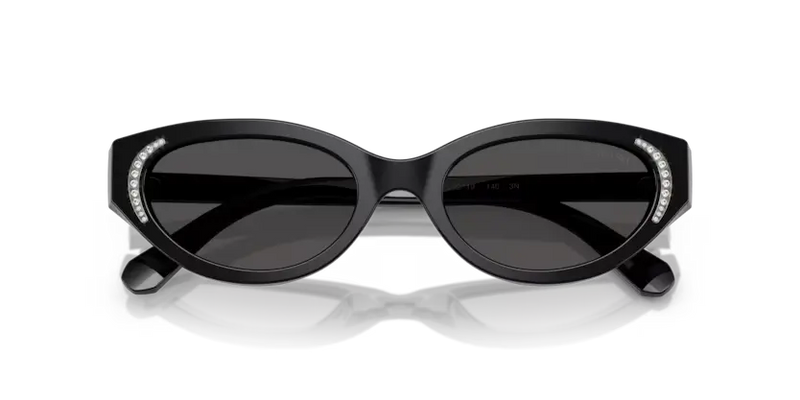 Swarovski Ladies Sunglasses Round Black Frame Dark Grey Lens SK6030 100187