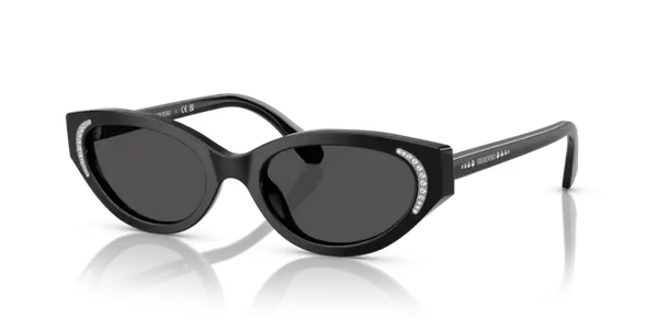 Swarovski Ladies Sunglasses Round Black Frame Dark Grey Lens SK6030 100187