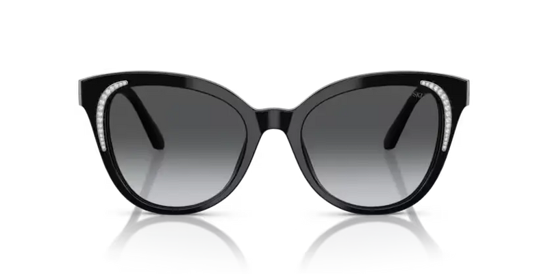 Swarovski Ladies Sunglasses Butterfly Black Frame Grey Lens SK6031 1001T3