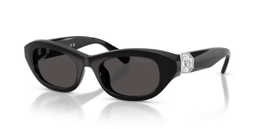 Swarovski Ladies Sunglasses Pillow Black Frame Dark Grey Lens SK6036U 103887