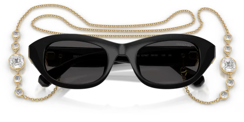Swarovski Ladies Sunglasses Pillow Black Frame Dark Grey Lens SK6036U 107687