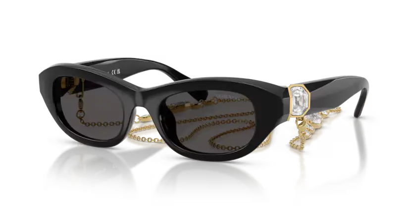Swarovski Ladies Sunglasses Pillow Black Frame Dark Grey Lens SK6036U 107687