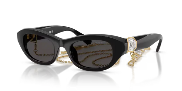 Swarovski Ladies Sunglasses Pillow Black Frame Dark Grey Lens SK6036U 107687