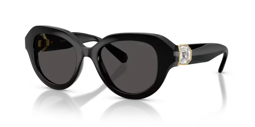 Swarovski Ladies Sunglasses Round Black Frame Dark Grey Lens SK6037 100187