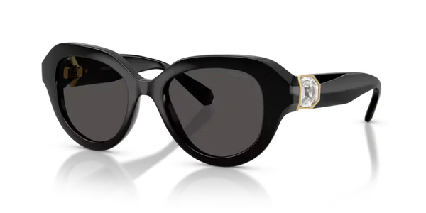 Swarovski Ladies Sunglasses Round Black Frame Dark Grey Lens SK6037 100187