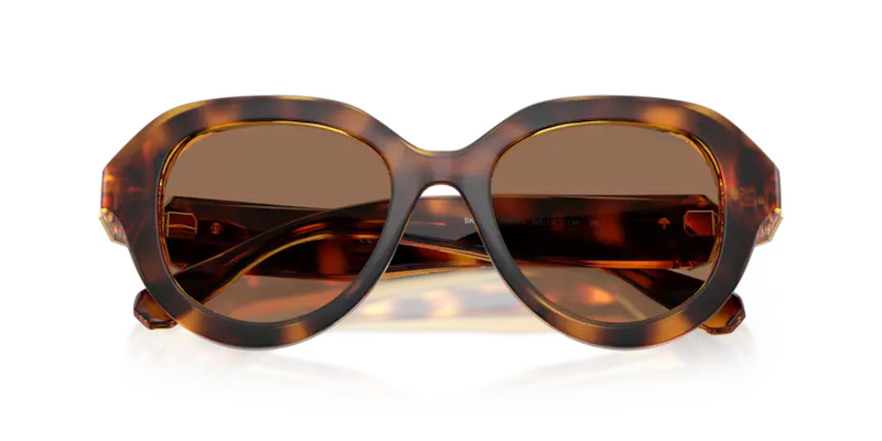 Swarovski Ladies Sunglasses Round Havana Frame Dark Brown Lens SK6037 100273