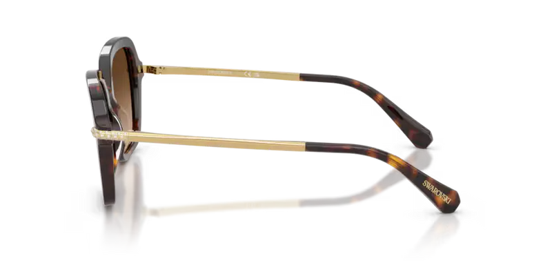 Swarovski Ladies Sunglasses Irregular Havana Frame Brown Lens SK6040 100274