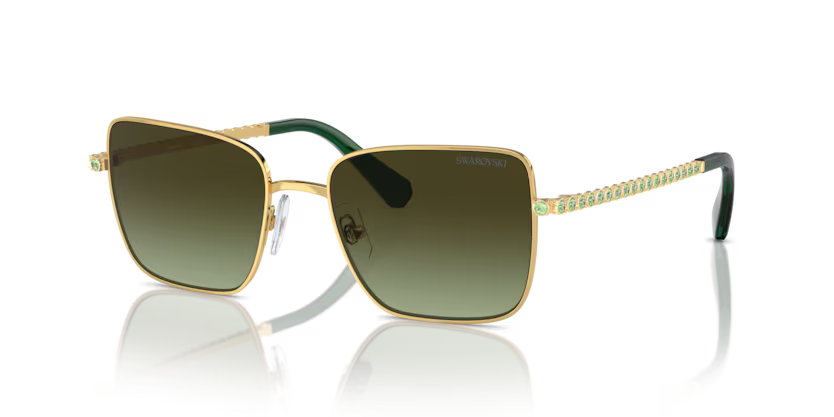 Swarovski Ladies Sunglasses Round Gold Frame Green Brown Lens SK7015 4004E8