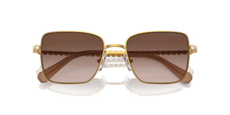Swarovski Ladies Sunglasses Round Gold Frame Brown Lens SK7015 400713