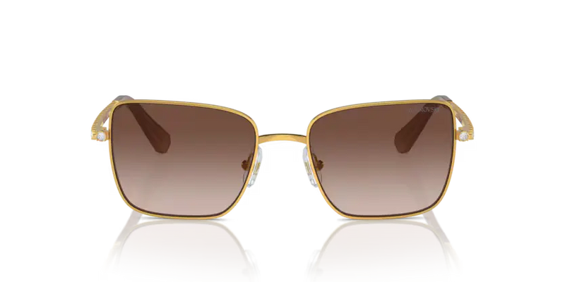 Swarovski Ladies Sunglasses Round Gold Frame Brown Lens SK7015 400713