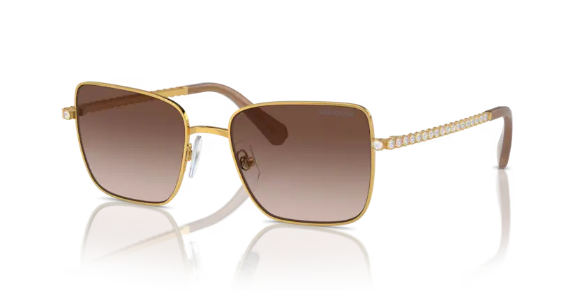 Swarovski Ladies Sunglasses Round Gold Frame Brown Lens SK7015 400713