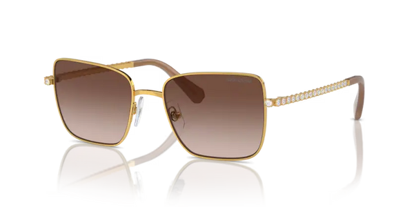 Swarovski Ladies Sunglasses Round Gold Frame Brown Lens SK7015 400713