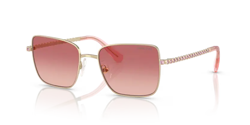 Swarovski Ladies Sunglasses Round Pale Gold Frame Pink Lens SK7015 4013A5