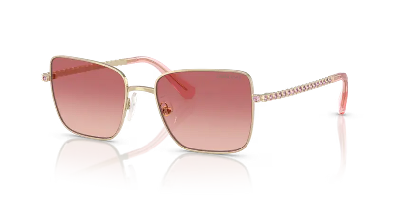 Swarovski Ladies Sunglasses Round Pale Gold Frame Pink Lens SK7015 4013A5